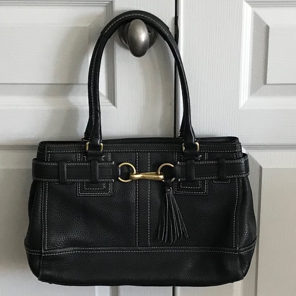Coach Vintage HAMPTON Black Leather Satchel - Picture 1 of 11